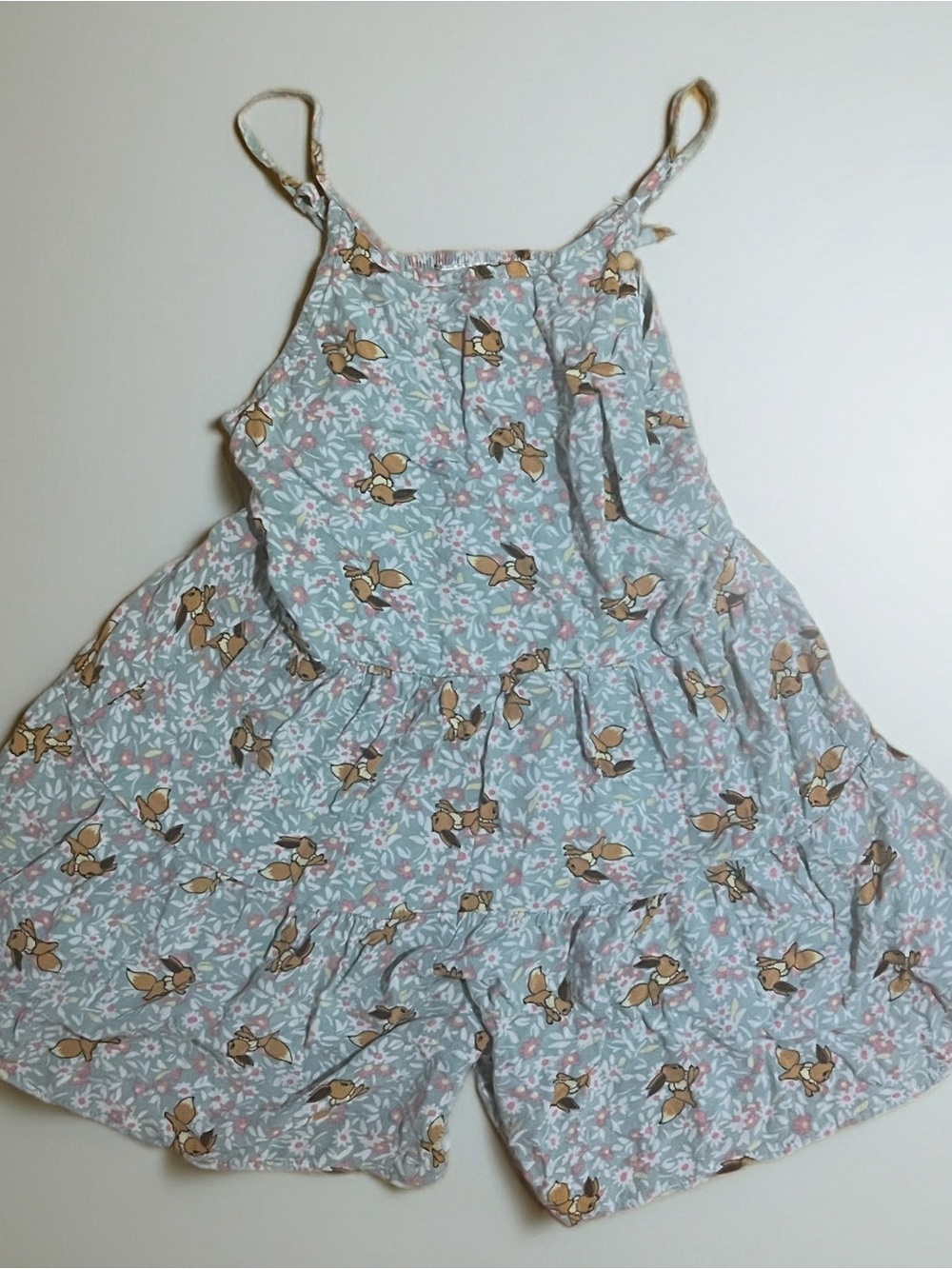 Girls' Pokémon Light Blue Floral & Eevee Romper